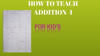 HOW TO TEACH ADDITION I [upl. by Ennaitak]