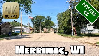 Driving Around Small Town Merrimac Wisconsin in 4k Video [upl. by Aihcrop]