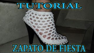 ZAPATOS TEJIDOS EN CROCHET MODELO CORAL ZAPATO DE FIESTA [upl. by Notla448]