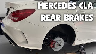 2013  2019 MercedesBenz CLA Rear Brakes Pads And Rotors Replacement How To [upl. by Hobbie]