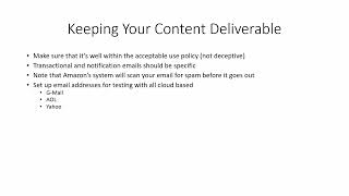 Scale Your Email Marketing With Amazon SES Video 13 Content and Deliverability [upl. by Enirehtacyram]