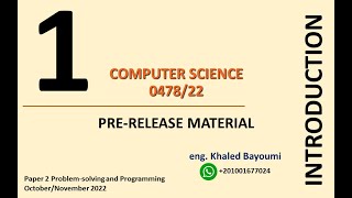 PRE RELEASE MATERIAL Computer Science 0478 22 Oct Nov 2022 Khaled Bayoumi [upl. by Juno]