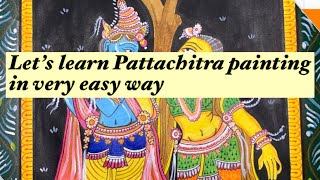 Easy Pattachitra painting tutorial RADHA KRISHNA pattachitra painting for beginners [upl. by Leslee]