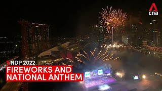 NDP 2022 fireworks go off as audience sings the Singapore national anthem [upl. by Mia516]