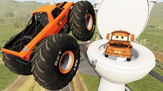 Epic High Speed Jumps Into GIANT Tow Mater Toilet  BeamNG Drive [upl. by Celia]