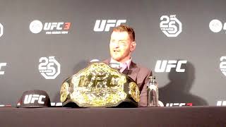 Stipe Miocic full post fight UFC 22O press con interview [upl. by Ardnassak]