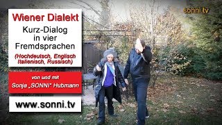 Wiener Dialekt – Kurzdialog in vier Sprachen mit Sonja „SONNI“ Hubmann [upl. by Anoek41]