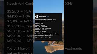 Investment Contribution Limits For 2024 Dont Forget to Max Out Your Accounts [upl. by Ettennod]