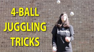 16 Easy 4Ball Juggling Tricks with slow motion [upl. by Anihc]