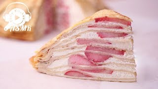 【ASMR・NoBGM】苺のミルクレープの作り方  Strawberry Mill Crape【料理レシピはParty Kitchen🎉】 [upl. by Patti]