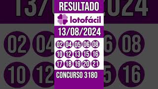 LOTO FACIL hoje  13082024  Resultado concurso 3180 [upl. by Zizaludba479]