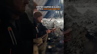 Winter camping in Alaska Outdoor boys camping satisfying camper snow camp campinggear [upl. by Fleeman]