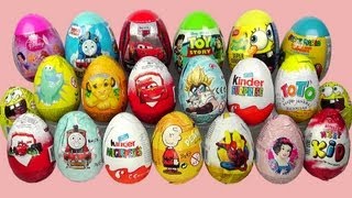 21 Surprise Eggs Kinder Surprise Cars 2 Spongebob Thomas Zaini Surprise [upl. by Imoian370]