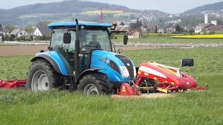 Landini Powermondial 120  Grasmähen  Pöttinger Alphamotion  Kurmann  Meier Dintikon [upl. by Riti]