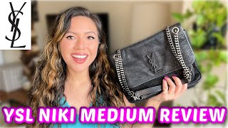 YSL NIKI MEDIUM REVIEW What fits mod shots Saint Laurent Medium Niki Shoulder Tote Bag [upl. by Eon963]