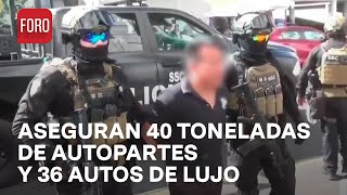 Aseguran toneladas de autopartes y vehículos de lujo durante dos cateos en Ciudad de México [upl. by Iralav]