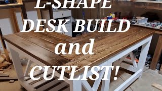 Lshape desk detailed build with cutlist [upl. by Aropizt]