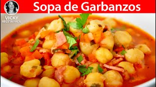 Sopa de Garbanzos  VickyRecetaFacil [upl. by Enelav]