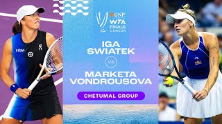 Iga Swiatek vs Marketa Vondrousova  2023 WTA Finals Group Stage  WTA Match Highlights [upl. by Ocirled]