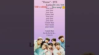 quotHomequot Song lyrics by BTS 💞💜 bts btsarmy viralshorts kpop koreansong btssongs shorts fyp [upl. by Darooge]