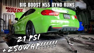 520WHP N55 BIG TURBO DYNO Tuned  21 PSI [upl. by Junius]