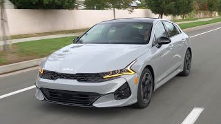 2022 KIA K5 GTLine  Wolf Gray  Driving Exterior Interior amp Prices [upl. by Anilrahc]