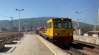 Makedonski Železnici track maintenance unit arriving at Skopje station [upl. by Llenad759]