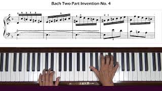 Bach TwoPart Invention No 4 in D Minor BWV 775 Piano Tutorial [upl. by Donetta]