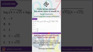 Soal Logaritma lagi nih 😊 belajarmatematika maths belajaronline [upl. by Ecar]