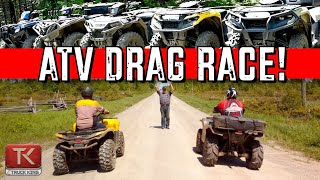 MEGA ATV Drag Race CanAm Outlander vs Yamaha Grizzly vs Honda Rubicon vs Polaris Sportsman [upl. by Snowman]