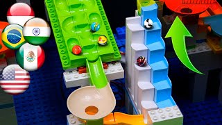 Marble run with stair lift and funnels by Fubecas Marble Runs [upl. by Nairam61]