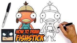 How to Draw Fortnite  Fishstick  StepbyStep [upl. by Tnilf40]