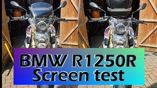 BMW R1250R Screen Test Sport and Touring screen tryouts [upl. by Kwabena]