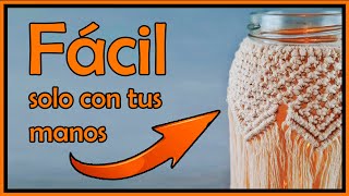 🧡 Cómo CREAR tu POPORTAVELAS de Macramé con un Frasco Reciclado Tutorial para Principiantes [upl. by Ecnaled]