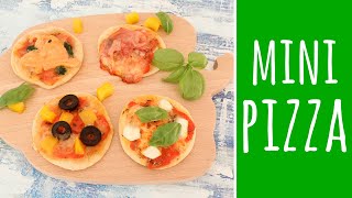 Mini Pizza bufala prosciutto peperoni e olive salmone e spinaci  ricetta antipasti [upl. by Swainson]