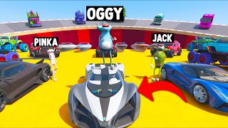 OGGY AND JACK TRIED THE TOUGHEST PARKOUR RACE CHALLENGE GTA 5 Funny Moments [upl. by Harwilll]