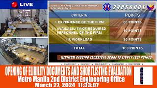 Procurement Livestream for DPWH Metro Manila 2nd DEO on March 27 2024 [upl. by Ellehsad513]