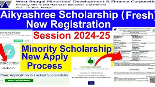 Aikyashree Scholarship Fresh New Registration Apply Session 202425 Minority New Apply Process [upl. by Annabal]