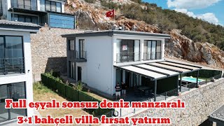 Didim Akbükte full eşyalı sonsuz deniz manzaralı bahçeli 31 fırsat yatırım villa kaçırmayın [upl. by Baler201]