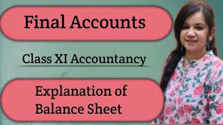 Explanation of Balance Sheet  Final Accounts Class 11 Balance Sheet [upl. by Mcnutt]