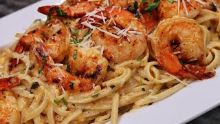 The Secret To Make A Delicious Creamy Shrimp Scampi Pasta Recipe  30 Minute Meal [upl. by Niarb]