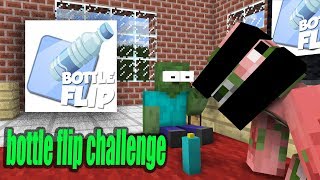 Monster School  BOTTLE FLIP CHALLENGE  Minecraft animation [upl. by Britte]