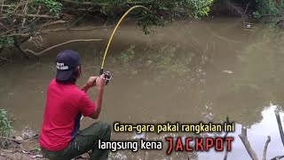 Cara terbaru  mancing di sungai ikan besar  kecil kena semua [upl. by Sacul900]