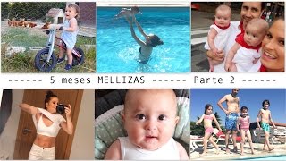 VLOG MES 5 MELLIZAS parte 2 PRIMER BAÑO BEBÉS  Rutina noche San Fermín  Sujetador de lactancia [upl. by Field]