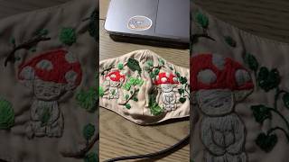 Embroidered mushroom mask embroidery sewing [upl. by Kerman]