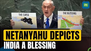 Netanyahu Highlights India As A ‘blessing’ In His ‘curse Vs Blessing’ Map At UNGA  N18G [upl. by Wier391]