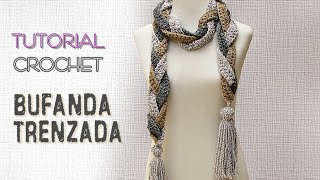 Como tejer bufanda trenzada a crochet paso a paso [upl. by Naenej307]