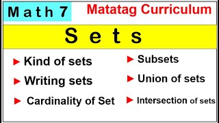 Math 7 illustrations and examples of Sets kind of sets writing sets cardinality of set subset [upl. by Ettenoj164]