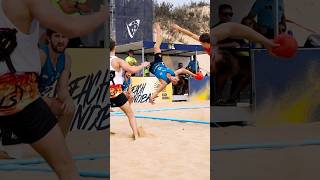 Insane Acrobatic Goal 😳🙃 handball beachhandball ehf [upl. by Arraes]