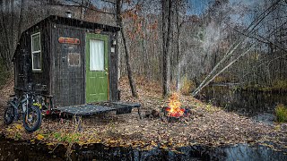 COLD RAINY NIGHT IN OUR CABIN by a River  Autumn in Minnesota [upl. by Nyltac145]